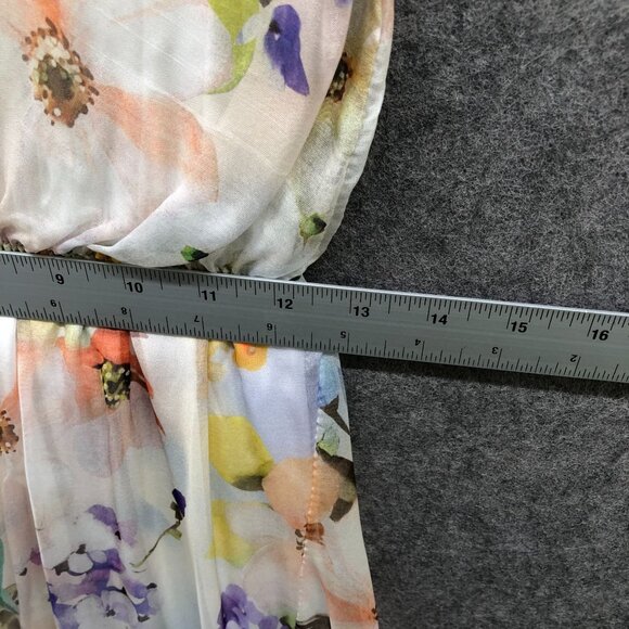 NWT Larag Silk Blend Floral Maxi Dress Size M Sleeveless A-Line Ivory Pink Italy - Picture 9 of 12